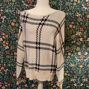 Express Black and White Windowpane Pullover Sweater Size L